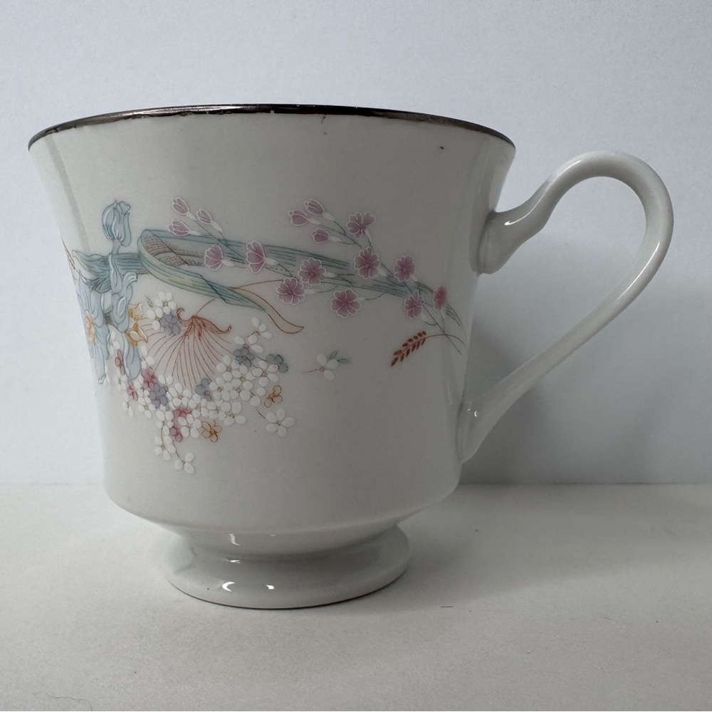 HD Fine China Made in China Floral Porcelain Teacup with Platinum Rim